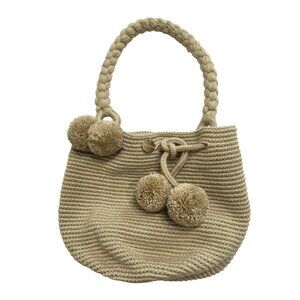 CHILA BAGS Bucket Bag Tassel Pom Poms in Cream